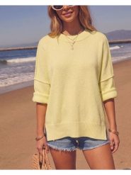 Milan Kiss Sweter w kolorze żółtym rozmiar: L. Żółte swetry Milan Kiss, l, bez wzorów, bez ramiączek. Za 142.45 zł.