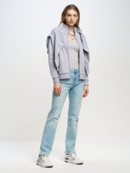Bluza damska ze stójką szara Chita 901. Szare bluzy BIG STAR, l, bez wzorów, z bawełny, bez kaptura. W wyprzedaży za 179.99 zł.