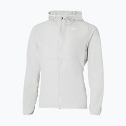 Kurtka do biegania damska Mizuno Alpha Jacket. Szare kurtki do biegania Mizuno, bez wzorów, bez kaptura, do biegania. Za 239.99 zł.