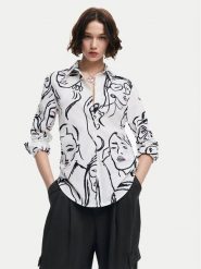 Desigual Koszula Faces 24WWCW34 Biały Regular Fit. Białe koszule Desigual, s, bez wzorów, z bawełny, bez kołnierzyka, bez ramiączek. Za 189.99 zł.