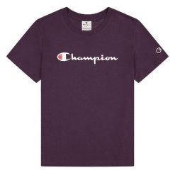 T-shirt Damski Z Bawełny Z Krótkim Rękawem. Fioletowe t-shirty Champion, l, bez wzorów, z bawełny, sportowe, bez kołnierzyka, bez ramiączek. Za 132.99 zł.