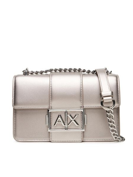 Armani Exchange Torebka XW000071 AF12039 U8097 Srebrny. Szare kopertówki Armani Exchange, bez wzorów, ze skóry, wizytowe, bez dodatków. Za 399.99 zł.