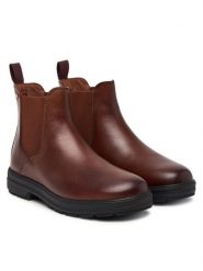 Tommy Hilfiger Sztyblety Th Flag Outdoor Chelsea Boot FW0FW09573 Brązowy. Brązowe botki Tommy Hilfiger, bez wzorów, bez obcasa, na płaskiej podeszwie, bez zapięcia. Za 649.99 zł.