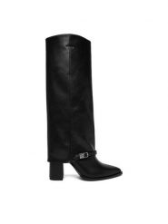 Nine West Kozaki CEO-ABRA-01 Czarny. Czarne kozaki Nine West, bez wzorów, z materiału, bez obcasa, na słupku, bez zapięcia. Za 359.99 zł.