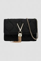 VALENTINO Czarna damska torebka Charlotte Flap Bag. Czarne kopertówki Valentino by Mario Valentino, bez wzorów, ze skóry, zamszowe, bez dodatków. W wyprzedaży za 226.99 zł.