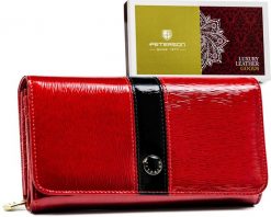 Portfel skórzany Peterson PTN 421077-SH czerwony. Czerwone portfele Peterson, bez wzorów, ze skóry. Za 153.98 zł.