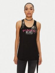 PINKO Top Lesina 103131 A1LV Czarny Regular Fit. Czarne topy Pinko, xs, bez wzorów, z bawełny, bez kołnierzyka, bez ramiączek. Za 219.99 zł.