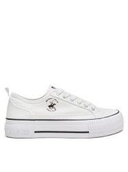 Beverly Hills Polo Club Trampki V12-842 Biały. Białe trampki Beverly Hills Polo Club, bez wzorów, z materiału, bez zapięcia. Za 149.99 zł.