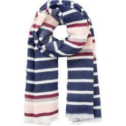 Szal w paski bonprix ciemnoniebiesko-beżowo-szaro-bordowy. Szaliki i kominy marki bonprix. Za 59.99 zł.