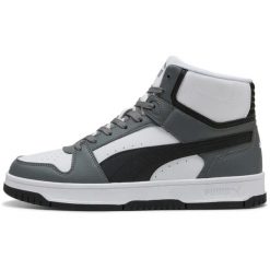 Buty sportowe Puma Rebound Slam Mid. Szare buty treningowe Puma, bez wzorów, z materiału, bez zapięcia, na fitness i siłownię. Za 390.00 zł.