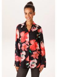 Aniston Bluzka w kolorze czarno-czerwonym rozmiar: 48. Czarne bluzki Aniston, bez wzorów, z wiskozy, bez kołnierzyka, bez ramiączek. Za 173.99 zł.