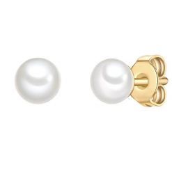 Glanzstücke München Kolczyki z perlami ze srebra próby 925 w kolorze zlotym z perla hodowlana 1 ct Damski. Żółte kolczyki Glanzstücke München, z perłą, pozłacane. Za 169.99 zł.