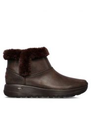Skechers Botki On-The-Go Joy Endeavor 144013/CHOC Brązowy. Brązowe botki Skechers, bez wzorów, z materiału, bez obcasa, na płaskiej podeszwie, bez zapięcia. Za 199.99 zł.