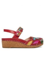 Laura Vita Sandały Facscineo 02 Czerwony. Czerwone sandały LAURA VITA, bez wzorów, ze skóry, bez obcasa, na płaskiej podeszwie, bez zapięcia. Za 429.99 zł.