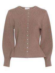 MOSS COPENHAGEN Kardigan "Shaine Lushia" w kolorze beżowym rozmiar: S/M. Brązowe swetry Moss Copenhagen, m, bez wzorów, ze splotem, bez ramiączek. Za 171.68 zł.