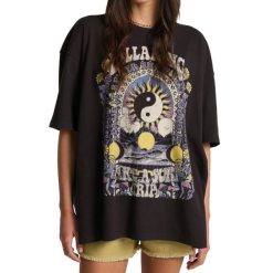 T-shirt sportowy z krótkim rękawem damski Surf Trip Tee. Czarne t-shirty sportowe Billabong, xs, bez wzorów, z bawełny, bez ramiączek, trekkingowe. Za 119.99 zł.