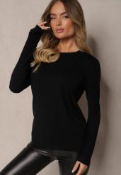 Czarny Sweter o Klasycznym Kroju Narepea. Czarne swetry Renee, l, bez wzorów, casualowe, bez ramiączek. W wyprzedaży za 43.99 zł.