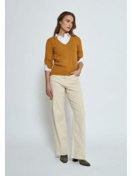 Peppercorn Sweter "Tana" w kolorze karmelowym rozmiar: S. Brązowe swetry Peppercorn, s, bez wzorów, ze splotem, bez ramiączek. Za 144.95 zł.