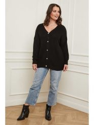 Curvy Lady Kardigan w kolorze czarnym rozmiar: 40/42. Czarne swetry Curvy Lady, bez wzorów, klasyczne, bez ramiączek. Za 128.25 zł.