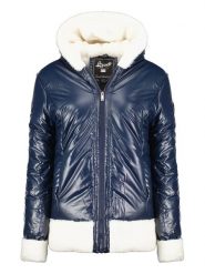 Geographical Norway Kurtka zimowa "Babylouno" w kolorze granatowym rozmiar: XL. Niebieskie kurtki Geographical Norway, na zimę, xl, z aplikacjami, z puchu, bez kaptura. Za 299.50 zł.