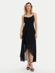 Morgan Sukienka koktajlowa 251-REMA Granatowy Slim Fit. Niebieskie sukienki Morgan, bez wzorów, z syntetyku, wizytowe, bez kołnierzyka, bez ramiączek. Za 339.99 zł.