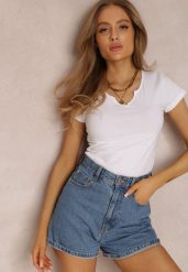 Biały T-shirt Amarhyse. Białe t-shirty Renee, l, z aplikacjami, z bawełny, bez kołnierzyka, bez ramiączek. W wyprzedaży za 27.99 zł.
