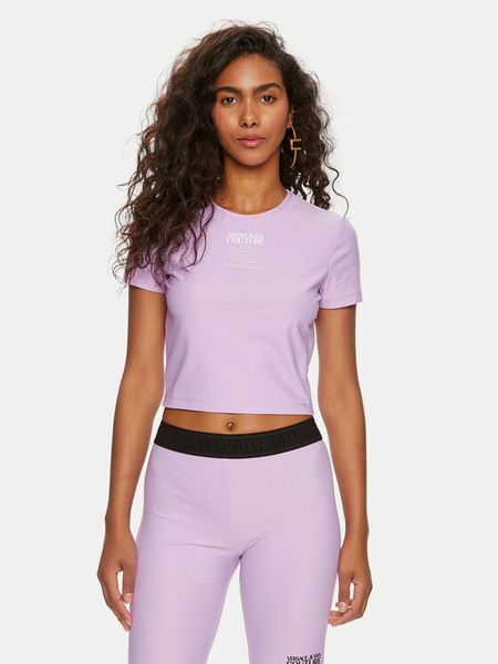 Versace Jeans Couture T-Shirt 76HAH602 Fioletowy Slim Fit. Fioletowe t-shirty Versace Jeans Couture, xs, bez wzorów, z jeansu, bez kołnierzyka, bez ramiączek. Za 279.99 zł.