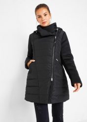Kurtka pikowana. Czarne kurtki bonprix, bez wzorów, bez kaptura. Za 269.99 zł.