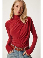 Happiness Istanbul Bluzka w kolorze czerwonym rozmiar: 38. Czerwone bluzki Happiness Istanbul, bez wzorów, bez kołnierzyka, bez ramiączek. Za 52.17 zł.
