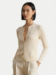 LAUREN RALPH LAUREN Kardigan 200P14040001 Kremowy Regular Fit. Białe swetry Lauren Ralph Lauren, l, bez wzorów, z bawełny, bez ramiączek. Za 949.99 zł.