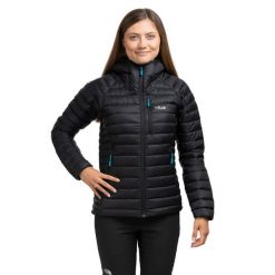 Kurtka trekkingowa puchowa damska Microlight Alpine Women. Czarne kurtki RAB, bez wzorów, z puchu, bez kaptura. Za 1,079.99 zł.