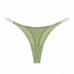 Stringi z cienkimi paseczkami z wysokiej jakości materiału Pauline. Żółte stringi Intica, bez wzorów, z materiału. W wyprzedaży za 69.00 zł.