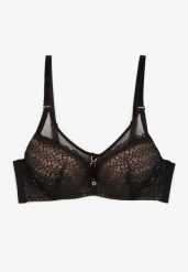 Czarno-Beżowy Biustonosz Koronkowy z Efektem Push-Up Donantia. Czarne biustonosze Born2be, bez wzorów, z jeansu. W wyprzedaży za 33.99 zł.