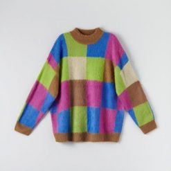 Sweter oversize ze wzorem - Wielobarwny. Swetry Sinsay, l, bez wzorów, bez ramiączek. Za 89.99 zł.