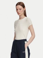 Guess T-Shirt V6YI24 K4787 Beżowy jasny Slim Fit. Brązowe t-shirty Guess, m, z aplikacjami, z lyocellu, bez kołnierzyka, bez ramiączek. Za 174.99 zł.