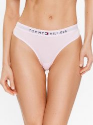 Tommy Hilfiger Stringi UW0UW04146 Różowy. Czerwone stringi Tommy Hilfiger, bez wzorów, z bawełny. Za 59.99 zł.