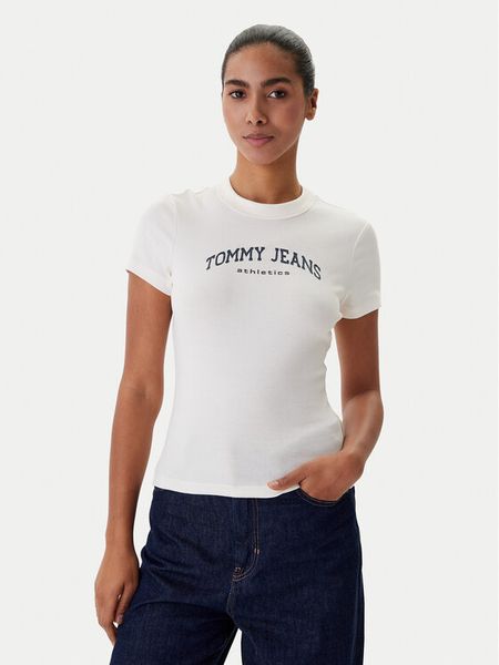 Tommy Jeans T-Shirt DW0DW22302 Biały. Białe t-shirty Tommy Jeans, xl, bez wzorów, z bawełny, bez kołnierzyka, bez ramiączek. Za 114.99 zł.