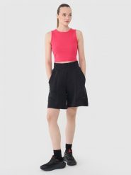 4F Spodenki dresowe damskie - czarne XL. Czarne szorty 4f, bez wzorów, z bawełny, sportowe. Za 99.99 zł.