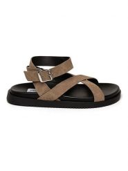 Steve Madden Skórzane sandały w kolorze szarobrązowym rozmiar: 39. Brązowe sandały Steve Madden, bez wzorów, ze skóry, klasyczne, z otwartym noskiem, bez obcasa, bez zapięcia. Za 189.95 zł.