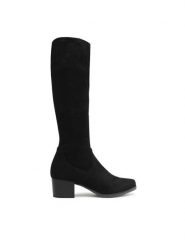Caprice Kozaki 9-25506-41 Czarny. Czarne kozaki Caprice, bez wzorów, z materiału, bez obcasa, na słupku, bez zapięcia. Za 379.99 zł.