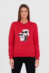 KARL LAGERFELD Czerwona bluza Ikonik 2.0. Czerwone bluzy KARL LAGERFELD, xs, bez wzorów, bez ramiączek, bez kaptura. W wyprzedaży za 599.99 zł.