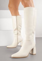 Beżowe Klasyczne Kozaki na Stożkowym Obcasie Lannvesa. Brązowe kozaki Born2be, bez wzorów, z jeansu, eleganckie, bez obcasa, na obcasie, bez zapięcia. Za 169.99 zł.