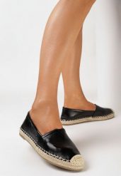 Czarne Espadryle z Błyszczącą Cholewką i Plecioną Podeszwą Allvena. Czarne espadryle Born2be, bez wzorów, boho, bez obcasa. W wyprzedaży za 50.99 zł.