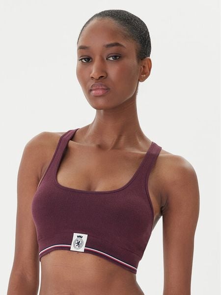 Tommy Hilfiger Biustonosz top UW0UW06061 Bordowy. Czerwone biustonosze Tommy Hilfiger, bez wzorów, z bawełny. Za 149.99 zł.