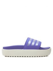 Adidas Klapki adilette Platform IF6922 Fioletowy. Fioletowe klapki adidas, bez wzorów, ze skóry, bez obcasa, bez zapięcia. Za 199.99 zł.