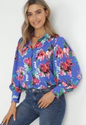Niebieska Koszula z Guzikami i Mankietami Malayah. Niebieskie koszule Born2be, l, bez wzorów, z tkaniny, klasyczne, bez kołnierzyka, bez ramiączek. Za 179.99 zł.