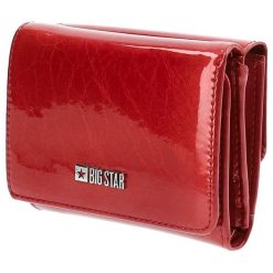 Czerwony Elegancki Portfel Damski Big Star. Czerwone portfele Big Star Accessories, bez wzorów, ze skóry ekologicznej. Za 119.00 zł.