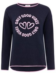 Zwillingsherz Sweter "Only good Vibes" w kolorze granatowym rozmiar: M. Niebieskie swetry Zwillingsherz, m, bez wzorów, z kaszmiru, bez ramiączek. Za 220.12 zł.