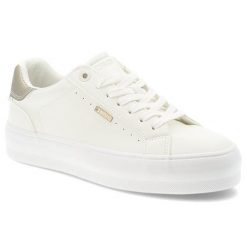 Trampki damskie Big Star, skóra ekologiczna sznurowany fason minimalistyczny design gruba gumowa podeszwa okrągły nosek, białe, TT274805. Białe trampki BIG STAR, bez wzorów, z gumy, retro, bez zapięcia. Za 149.00 zł.