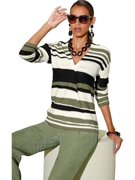 WITT WEIDEN Sweter w kolorze biało-oliwkowym rozmiar: 44. Białe swetry WITT WEIDEN, bez wzorów, bez ramiączek. Za 105.63 zł.